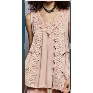 Pol Floral Crochet Lace Tank Top Rose Dawn Women's  S NWT Boho Romantic Fairy
